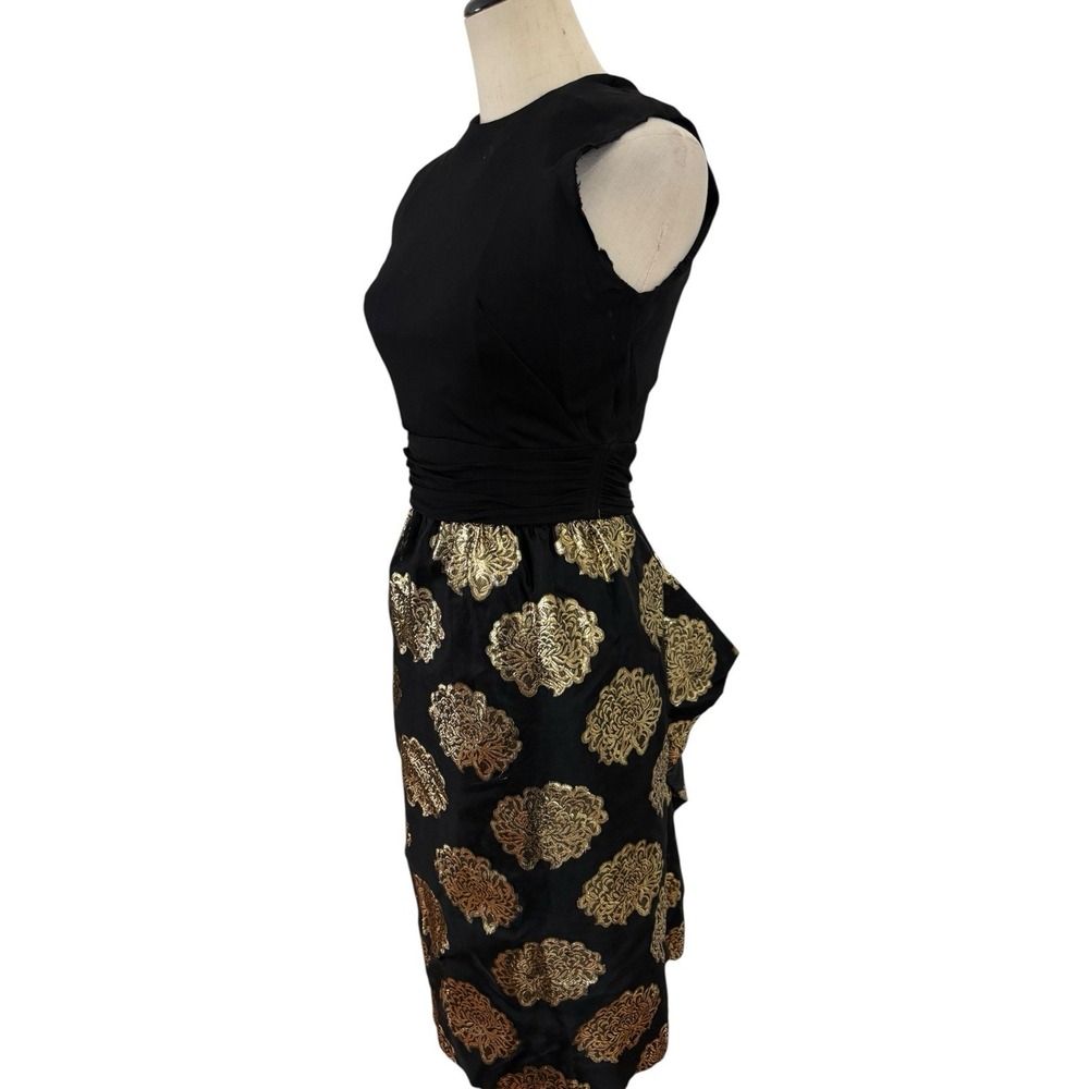 Vtg 50s 60s Parade NY Dress Cocktail Gold Brocade Silk Jersey Bodice Project - Picture 4 of 10